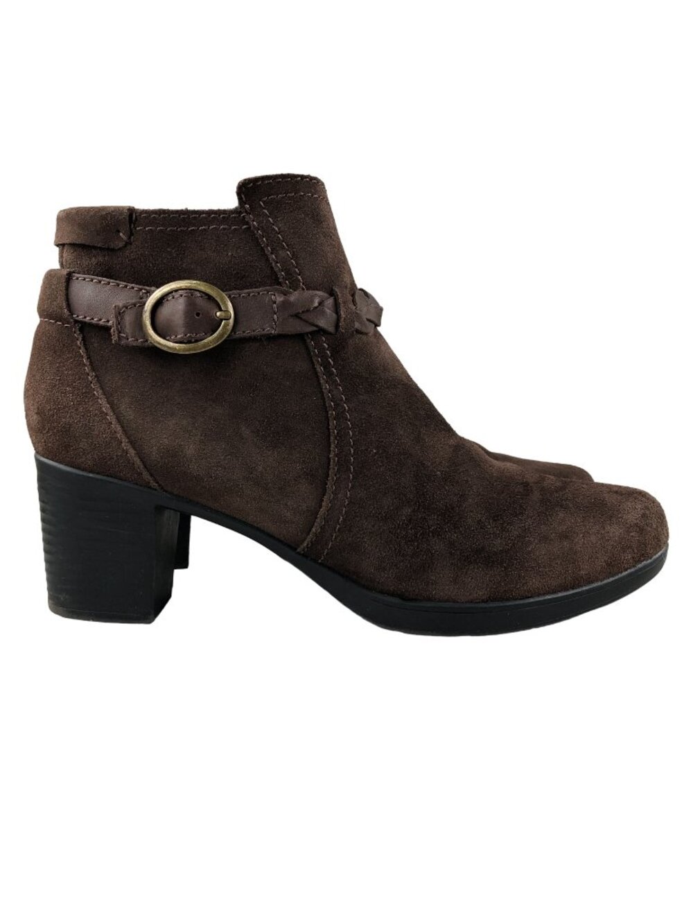Clarks Womens Size 10M Scheme Act Q Brown Suede High Heel Side Zip Ankle Booties